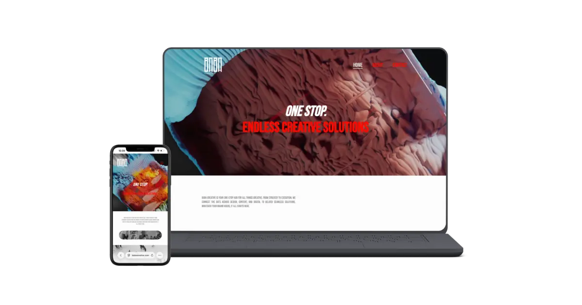 Baba Creative website op laptop en mobiel