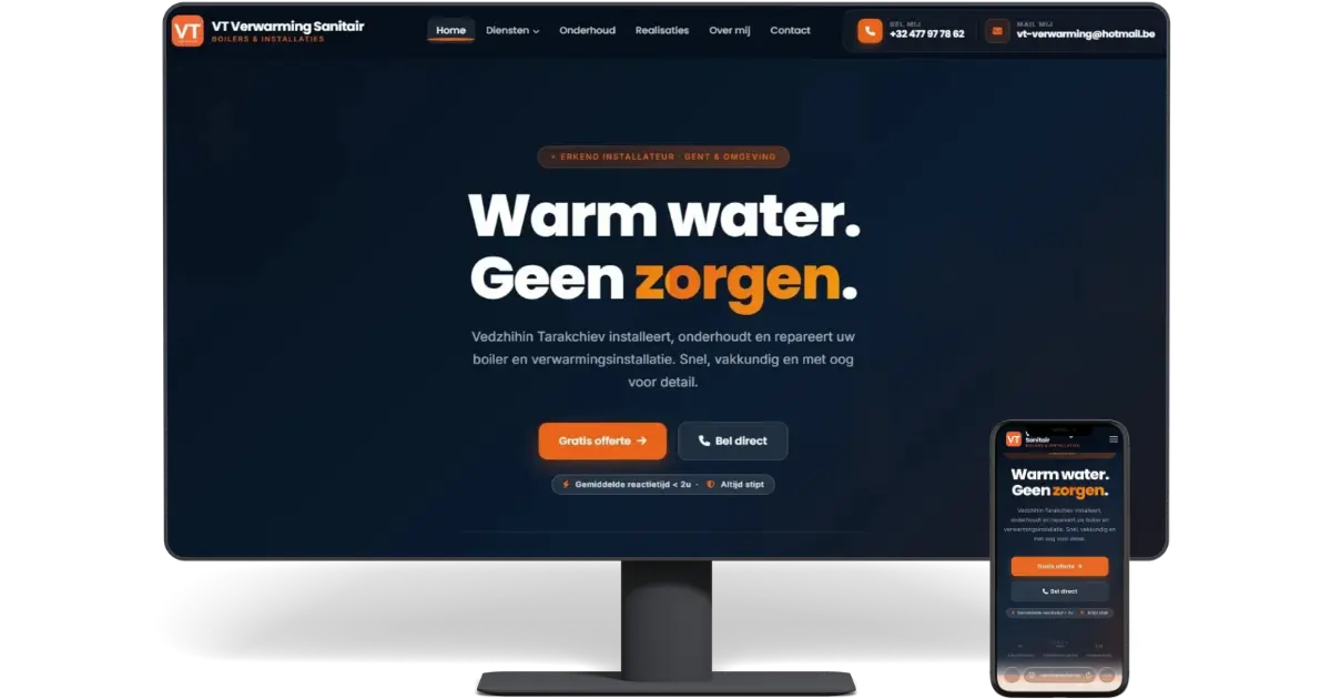 VT Verwarming & Sanitair website